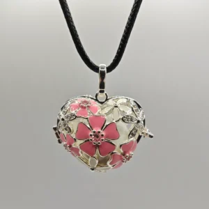 Collar Embarazada Llamador de Ángeles Corazon Amore Blanco y Plata - ANTIAPORA - Imagen 2
