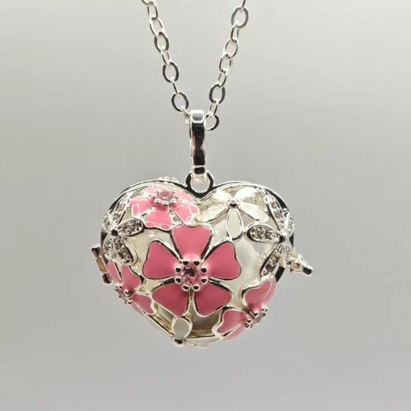 Collar Embarazada Llamador de Ángeles Corazon Amore Blanco y Plata - ANTIAPORA